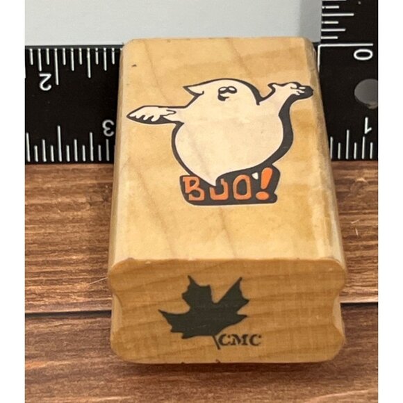 Ghost Wood Mounted Rubber Stamp By Canadian Maple BOO Halloween - Picture 4 of 4